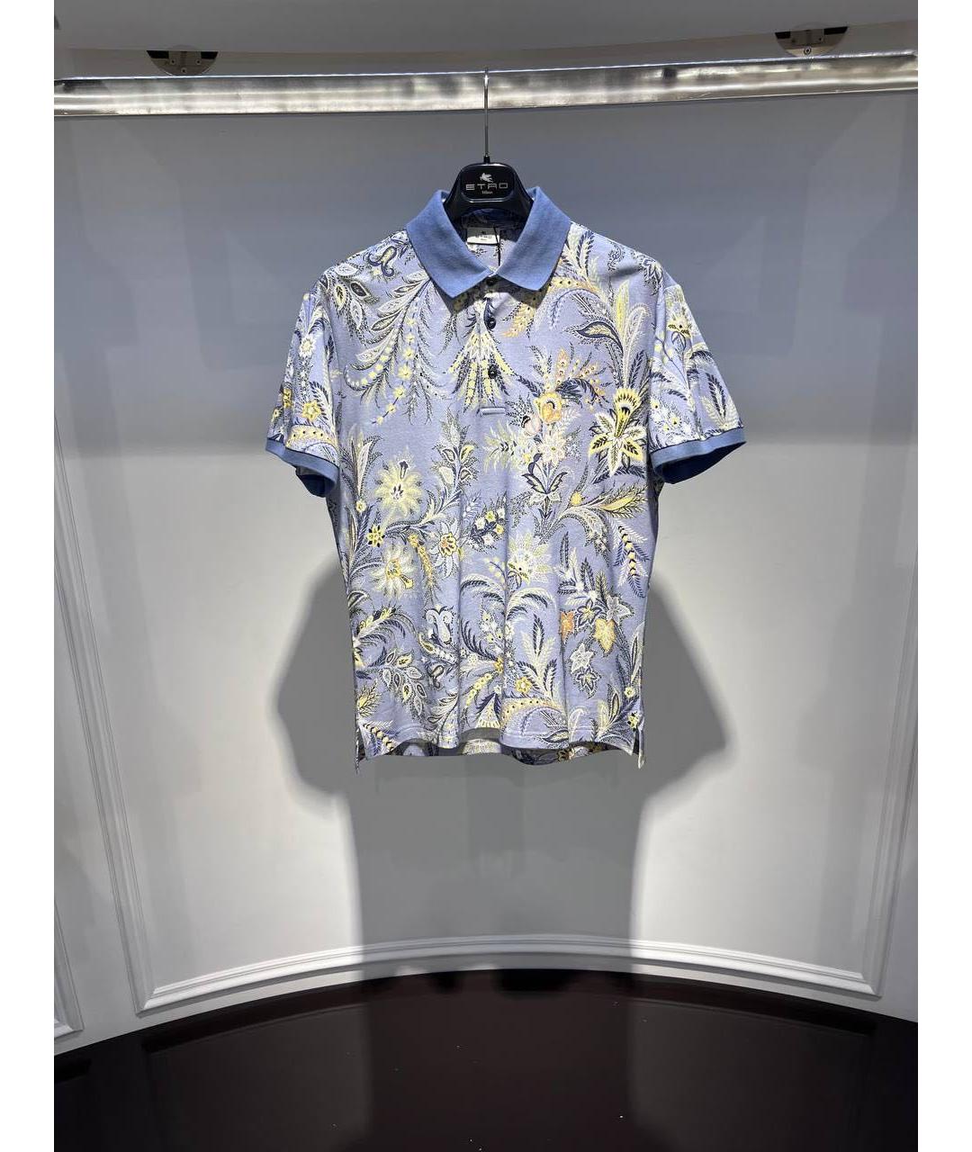 ETRO Голубое хлопковое поло с коротким рукавом, фото 2