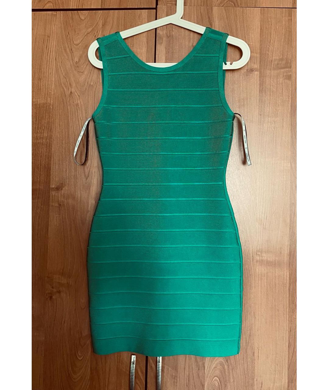 HERVE LEGER Зеленые вискозное коктейльное платье, фото 7