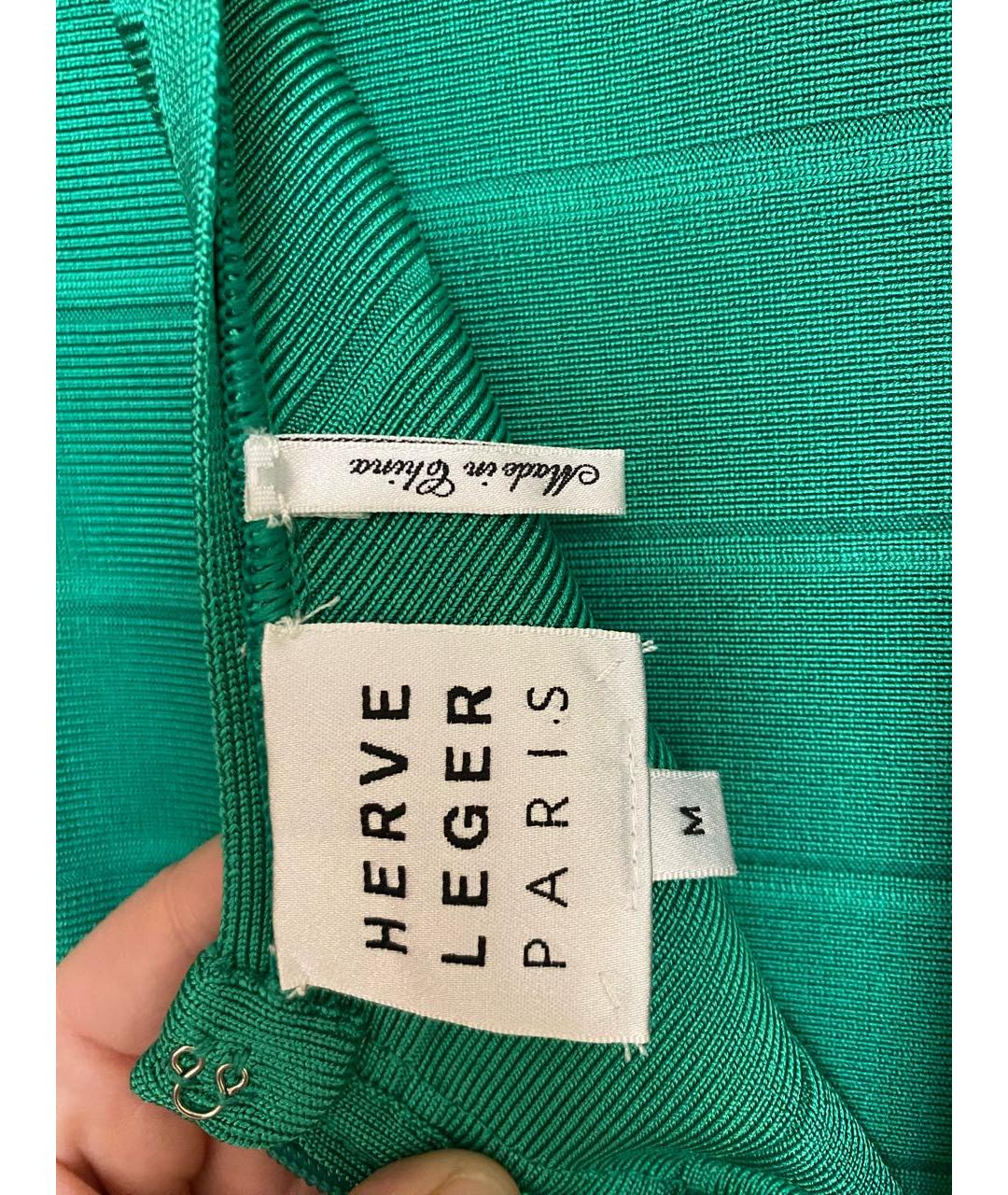 HERVE LEGER Зеленые вискозное коктейльное платье, фото 3