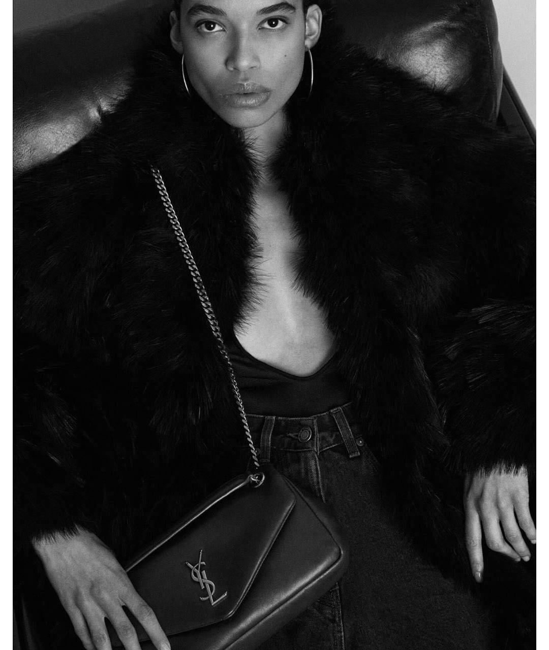 SAINT LAURENT Черная кожаная сумка через плечо, фото 6