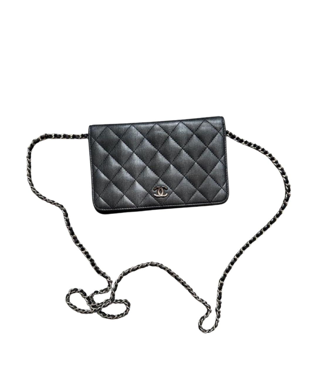 CHANEL Антрацитовая кожаная сумка через плечо, фото 1