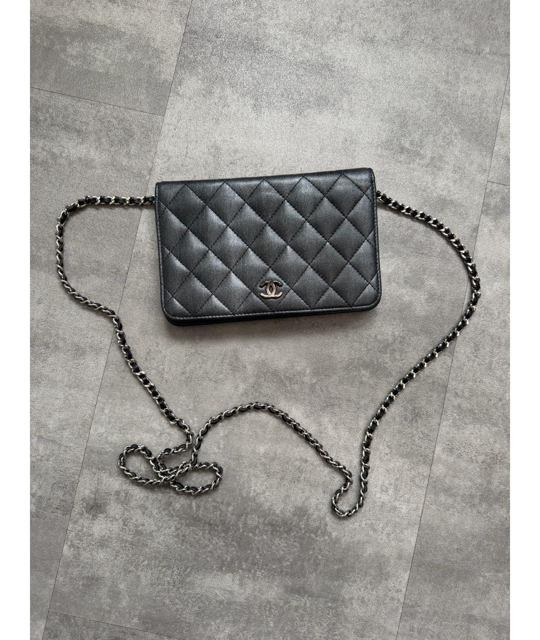 CHANEL Антрацитовая кожаная сумка через плечо, фото 9