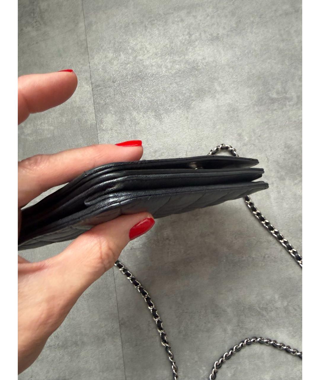 CHANEL Антрацитовая кожаная сумка через плечо, фото 3