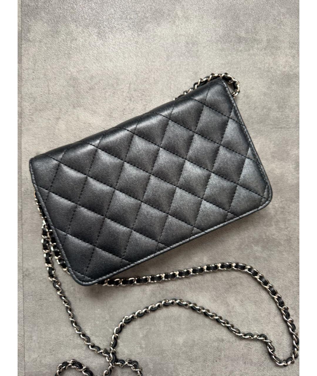 CHANEL Антрацитовая кожаная сумка через плечо, фото 4