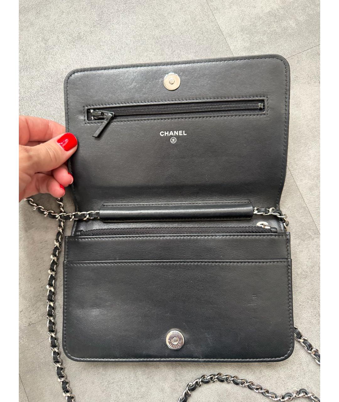 CHANEL Антрацитовая кожаная сумка через плечо, фото 5
