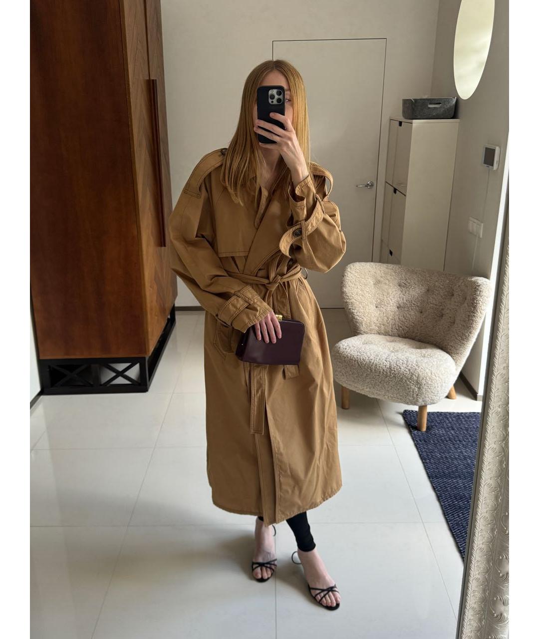 ACNE STUDIOS Горчичный хлопковый тренч/плащ, фото 5