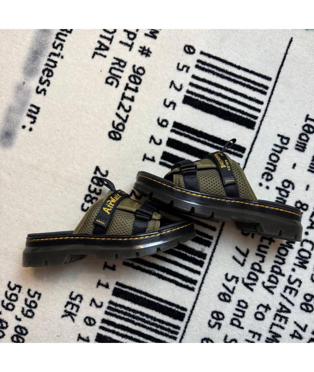 DR. MARTENS Хаки текстильные шлепанцы, фото 6