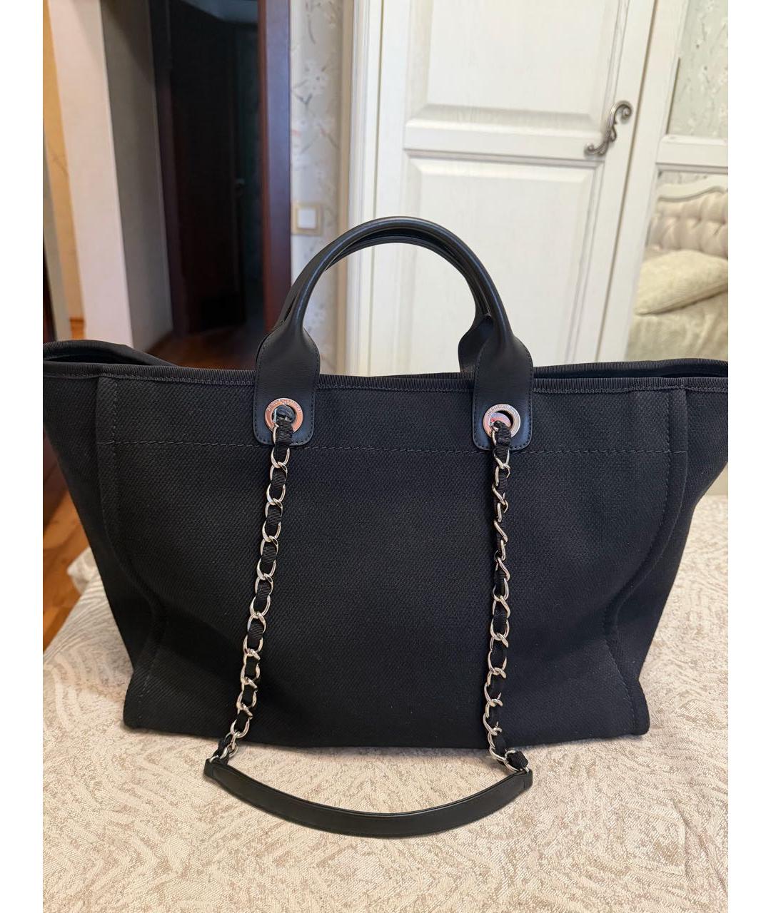 CHANEL Черная тканевая сумка тоут, фото 3