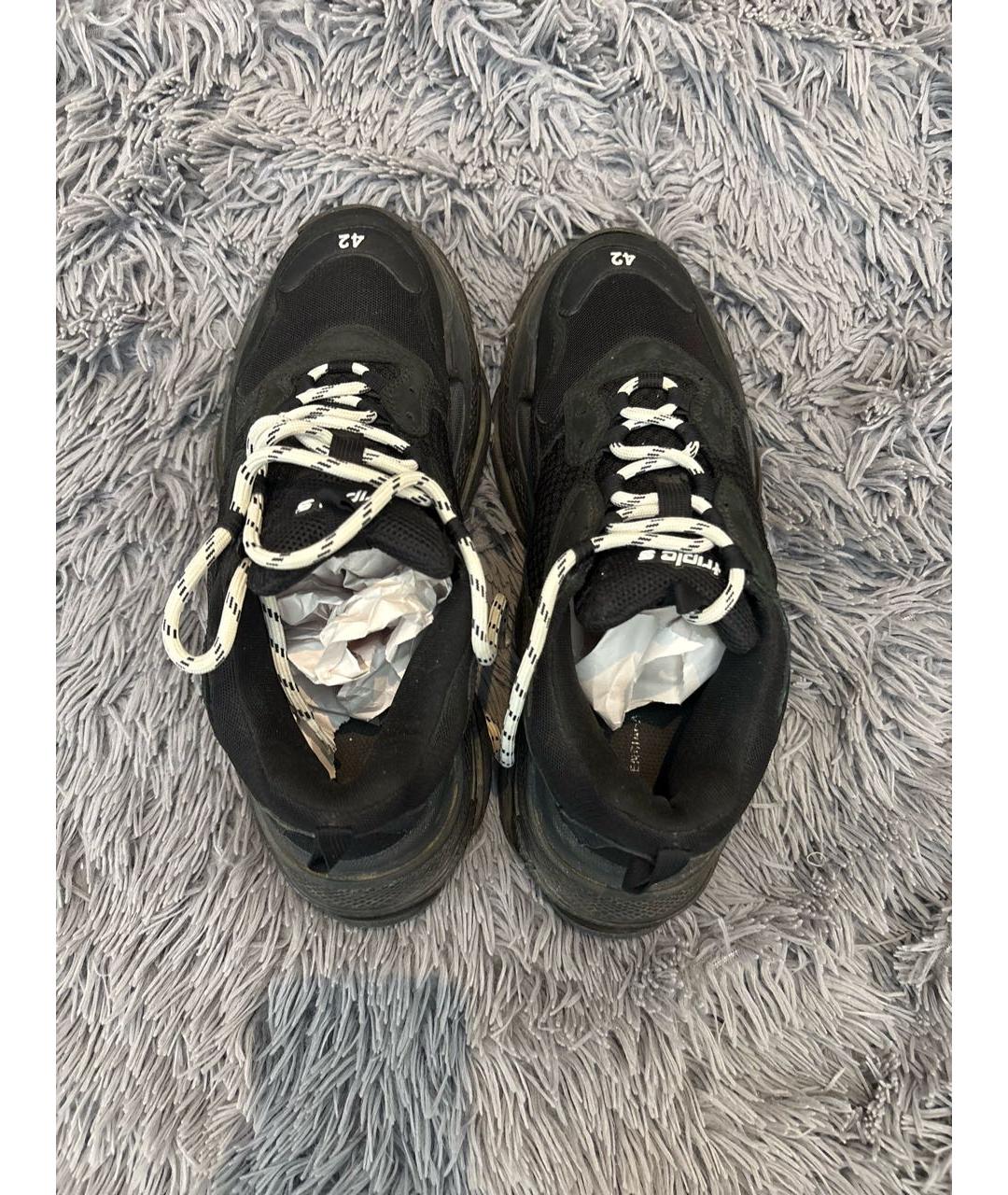 BALENCIAGA Черные текстильные низкие кроссовки / кеды, фото 3