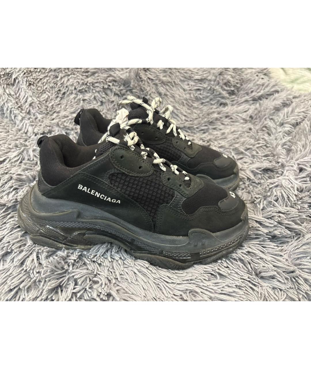 BALENCIAGA Черные текстильные низкие кроссовки / кеды, фото 5