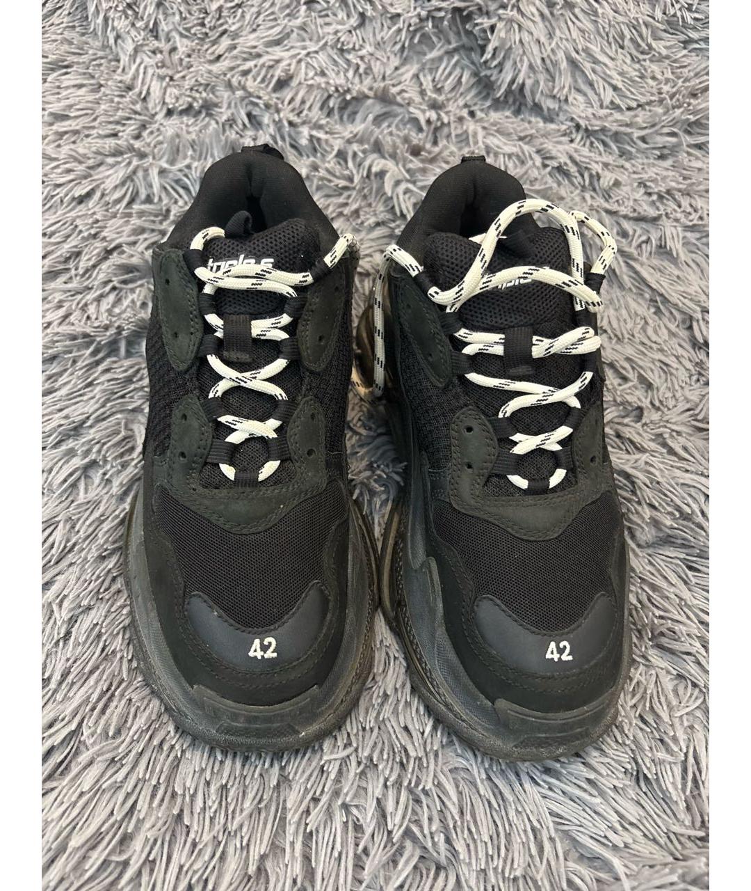 BALENCIAGA Черные текстильные низкие кроссовки / кеды, фото 2