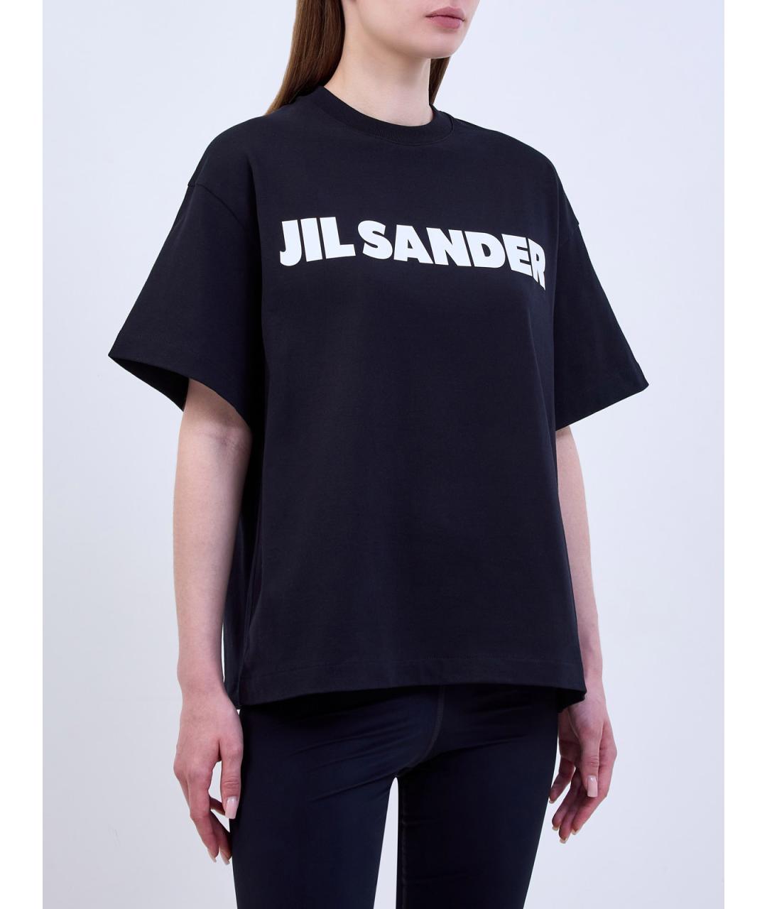 JIL SANDER Черная хлопковая футболка, фото 3