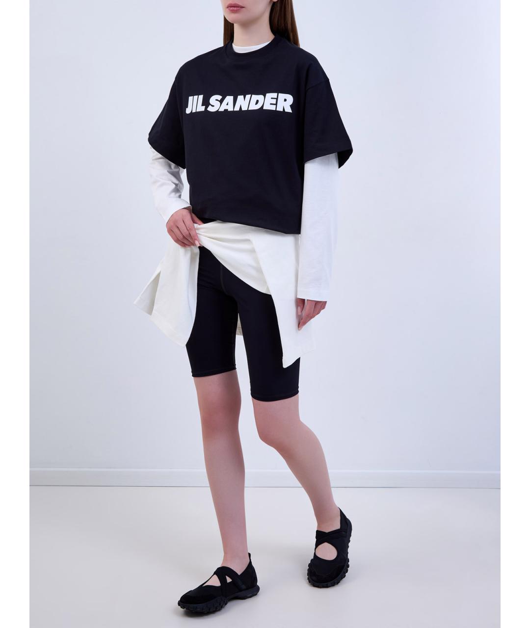 JIL SANDER Черная хлопковая футболка, фото 2