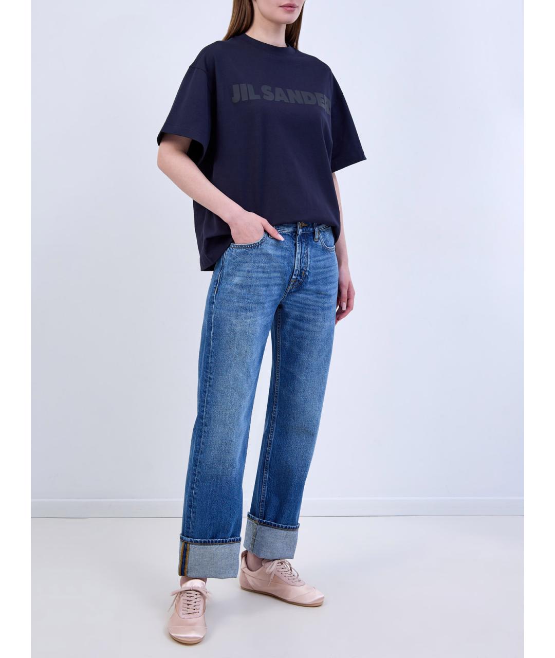 JIL SANDER Синяя хлопковая футболка, фото 2