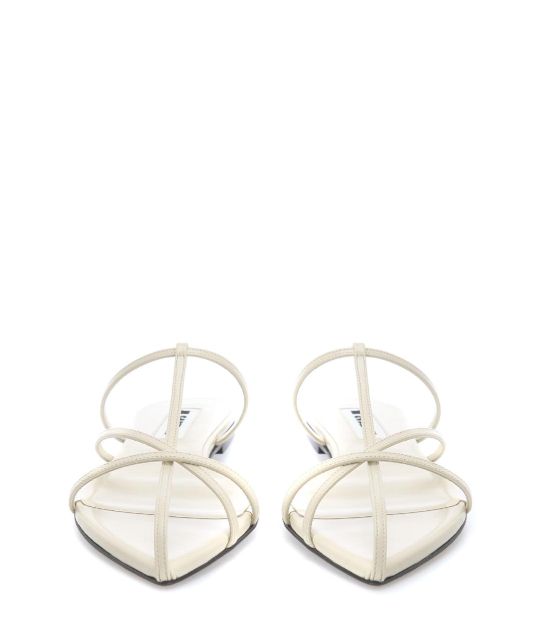 JIL SANDER Белые кожаные шлепанцы, фото 5