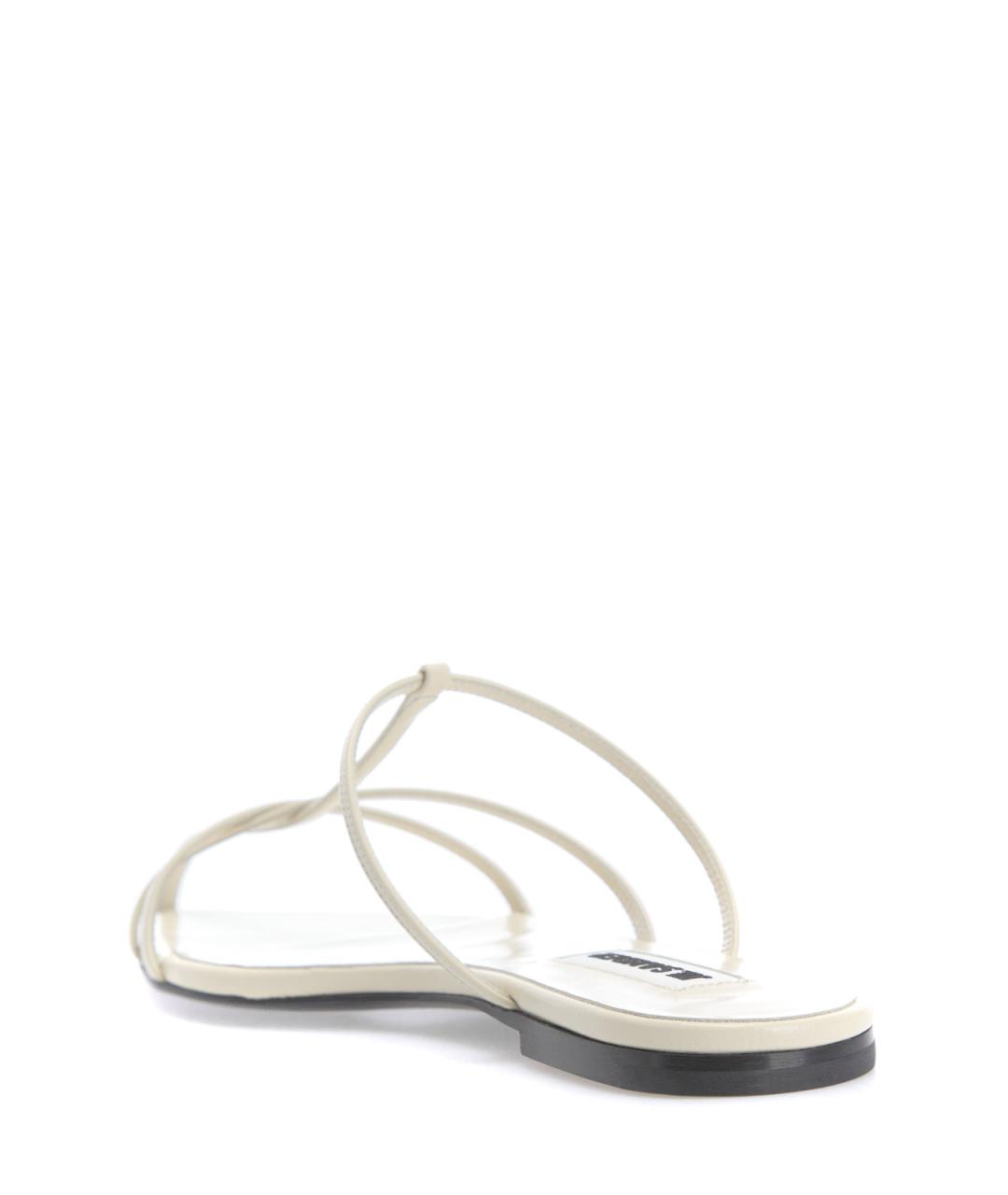 JIL SANDER Белые кожаные шлепанцы, фото 3
