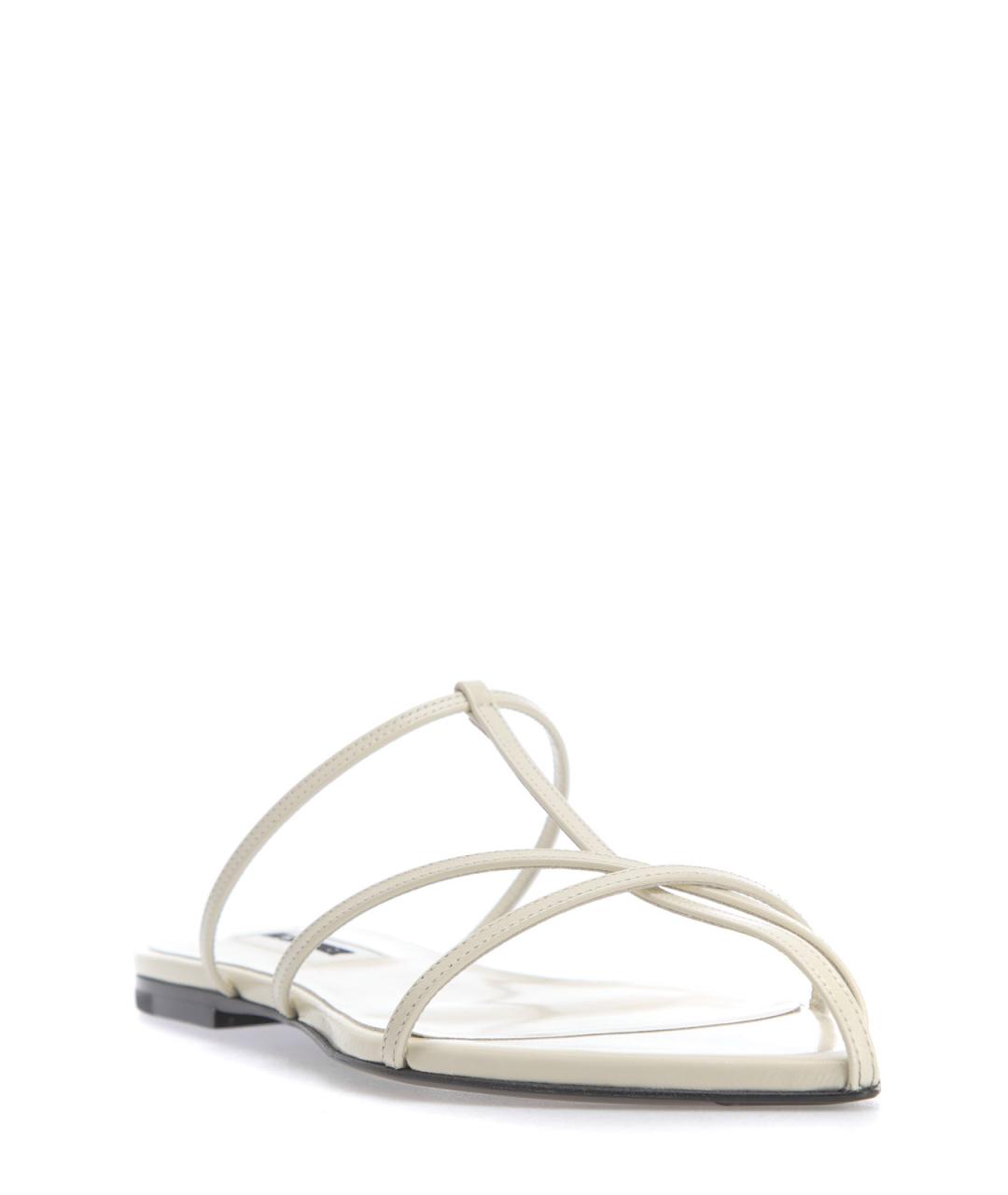 JIL SANDER Белые кожаные шлепанцы, фото 2