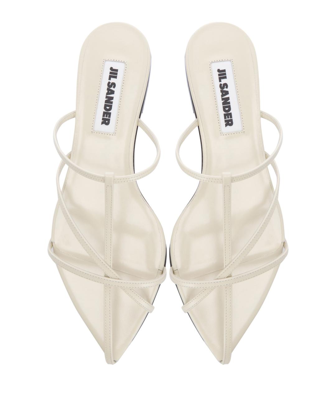 JIL SANDER Белые кожаные шлепанцы, фото 4