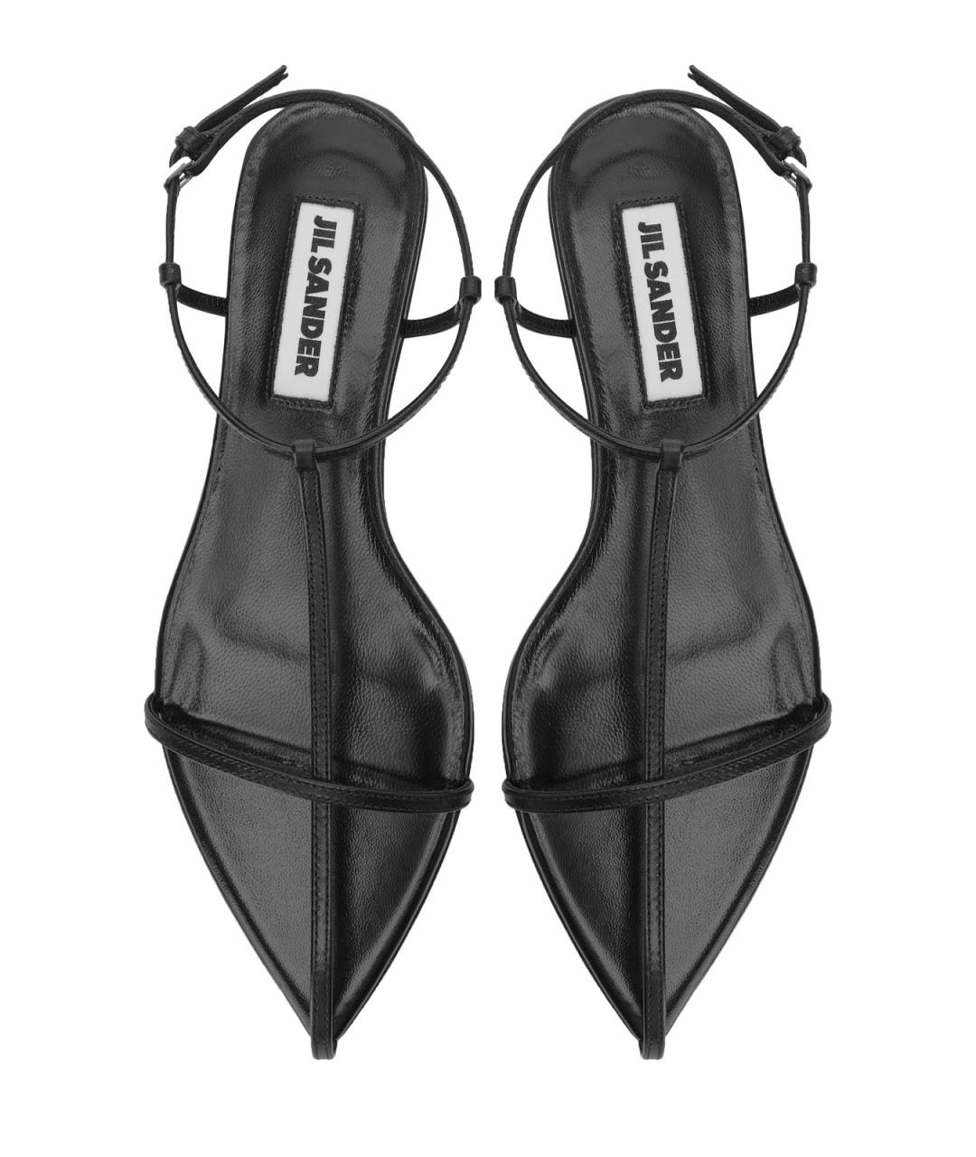 JIL SANDER Черные кожаные сандалии, фото 4