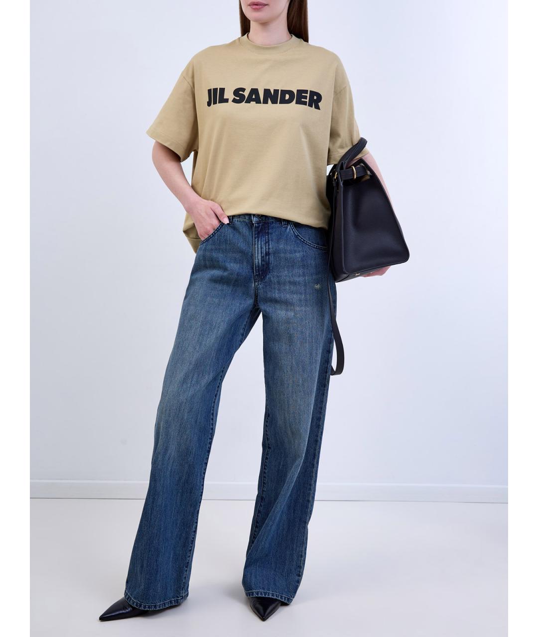 JIL SANDER Бежевая хлопковая футболка, фото 2