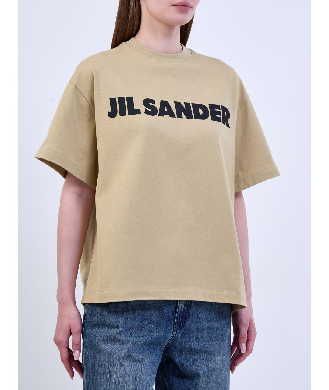 JIL SANDER Бежевая хлопковая футболка, фото 3