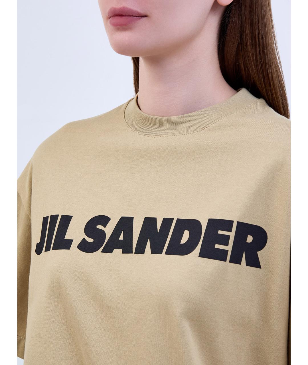 JIL SANDER Бежевая хлопковая футболка, фото 5