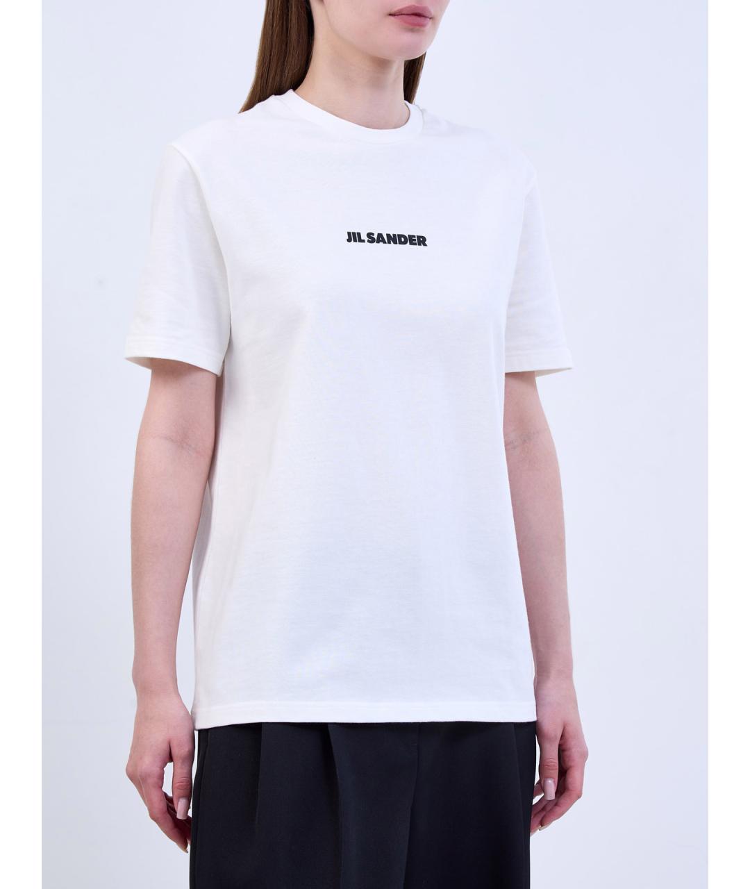 JIL SANDER Белая хлопковая футболка, фото 3