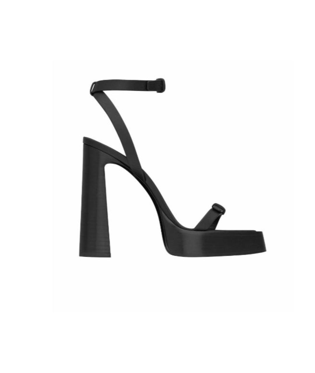 SAINT LAURENT Черные кожаные босоножки, фото 1