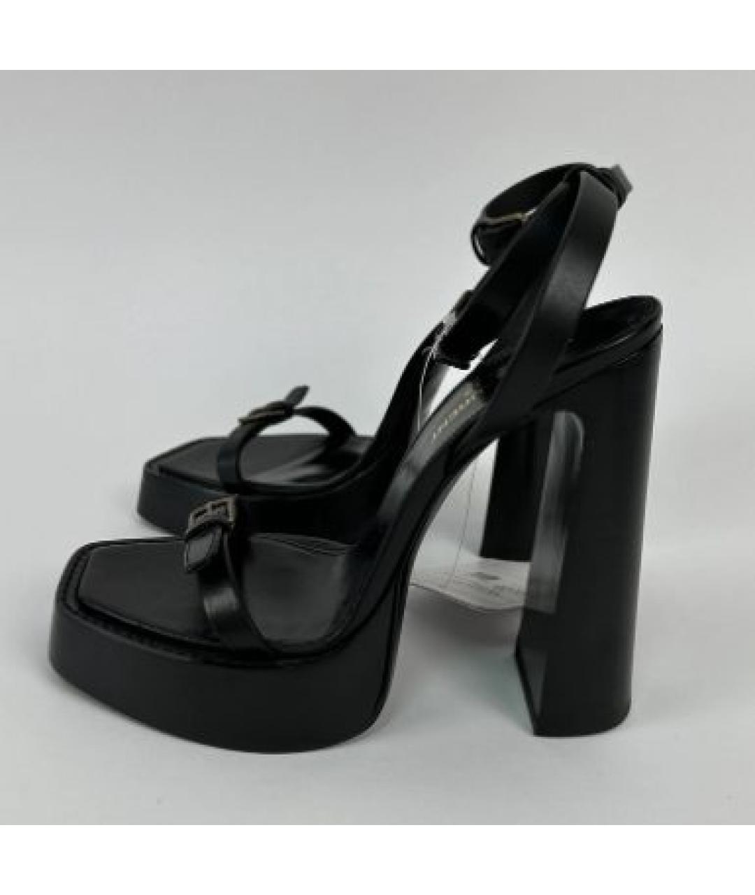 SAINT LAURENT Черные кожаные босоножки, фото 3