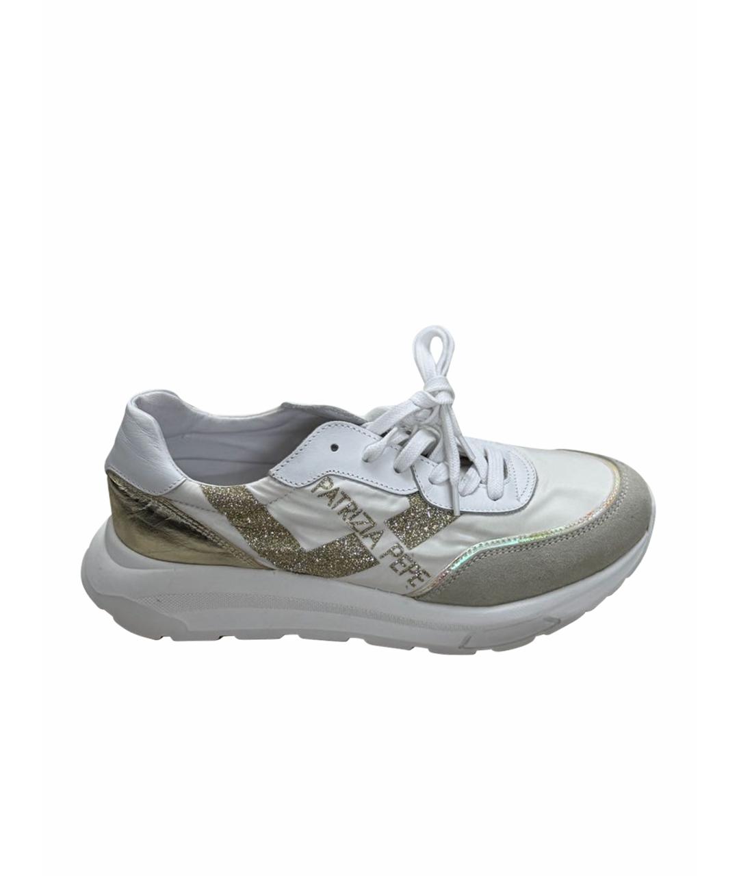 PATRIZIA PEPE Белые кожаные кроссовки, фото 1