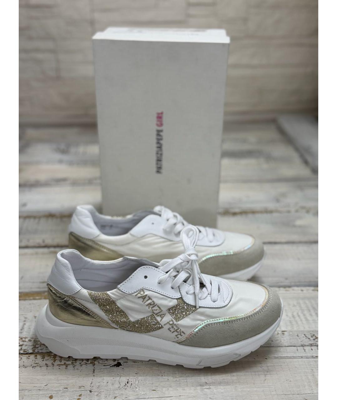 PATRIZIA PEPE Белые кожаные кроссовки, фото 9
