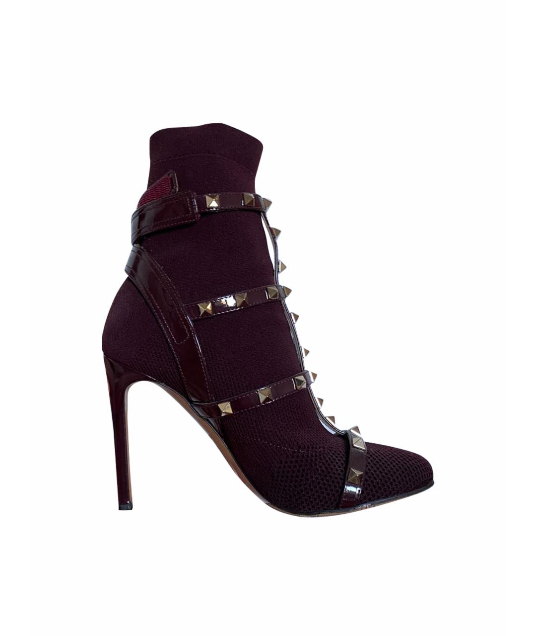 VALENTINO Фиолетовые текстильные ботильоны, фото 1