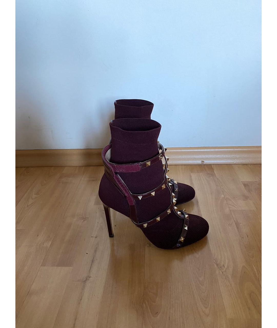 VALENTINO Фиолетовые текстильные ботильоны, фото 6