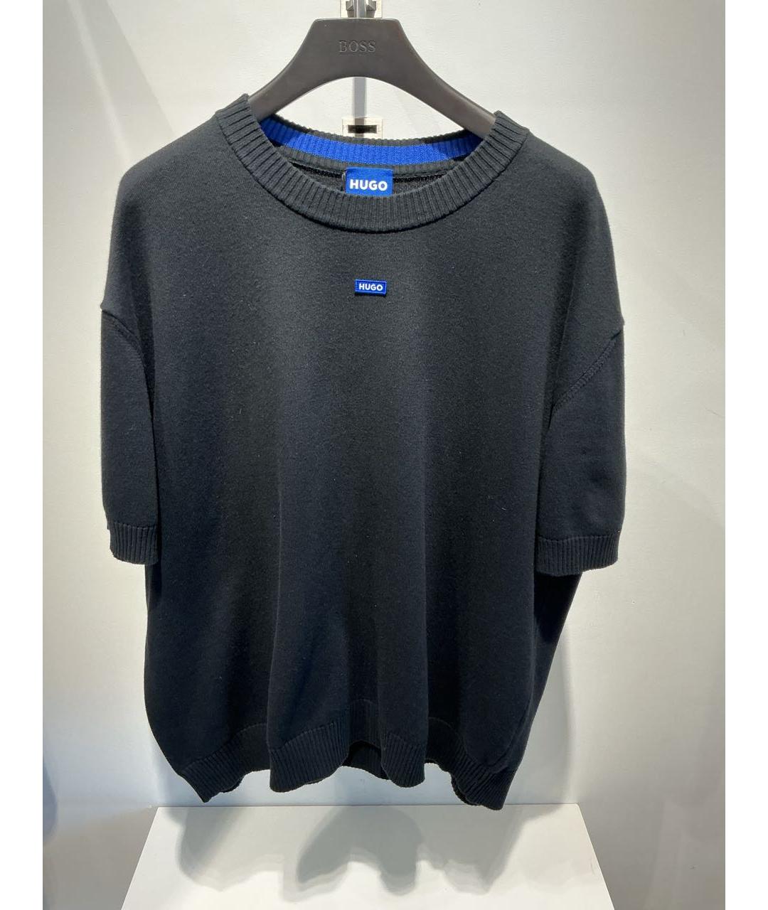 HUGO Черная хлопковая футболка, фото 2