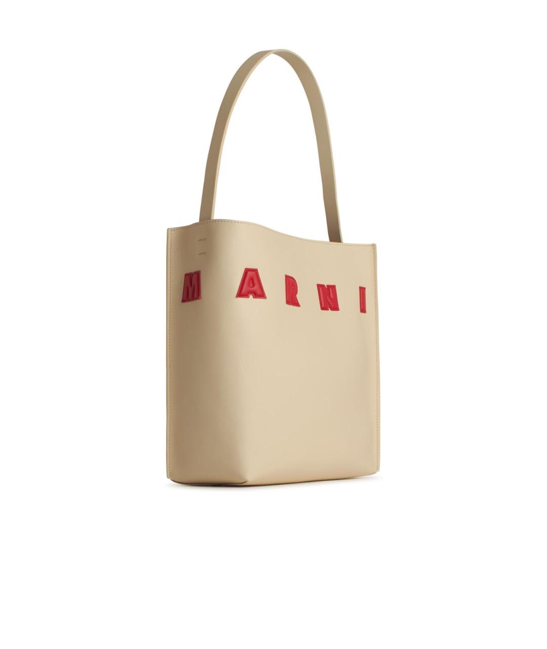 MARNI Бежевая кожаная сумка тоут, фото 2