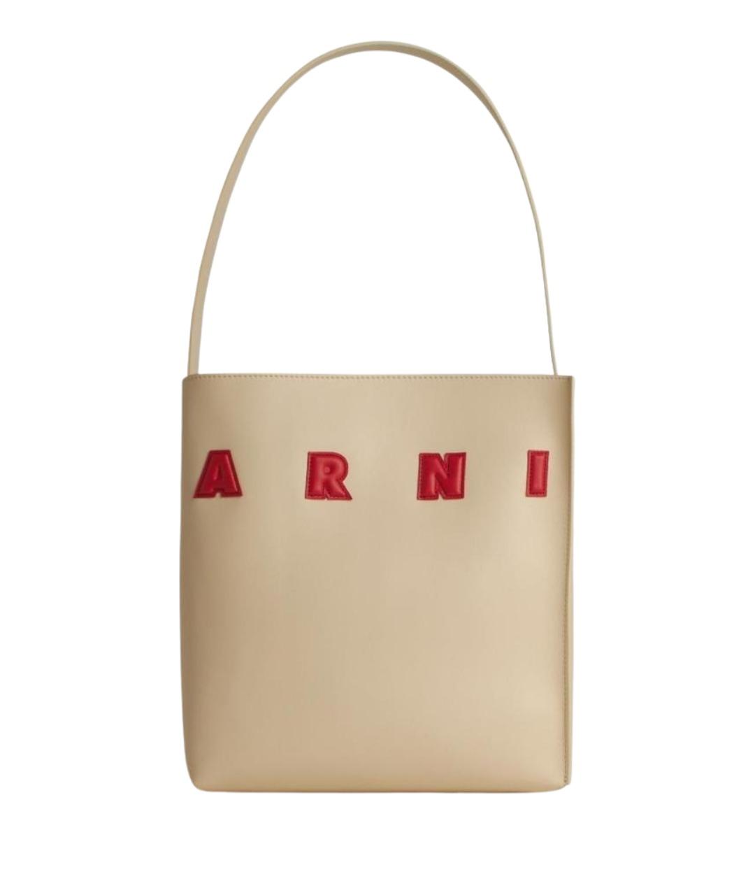 MARNI Бежевая кожаная сумка тоут, фото 1