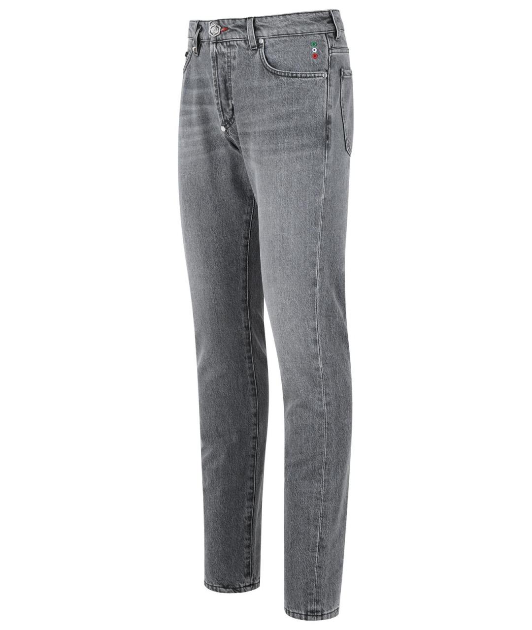 PHILIPP PLEIN Серые хлопковые джинсы скинни, фото 2