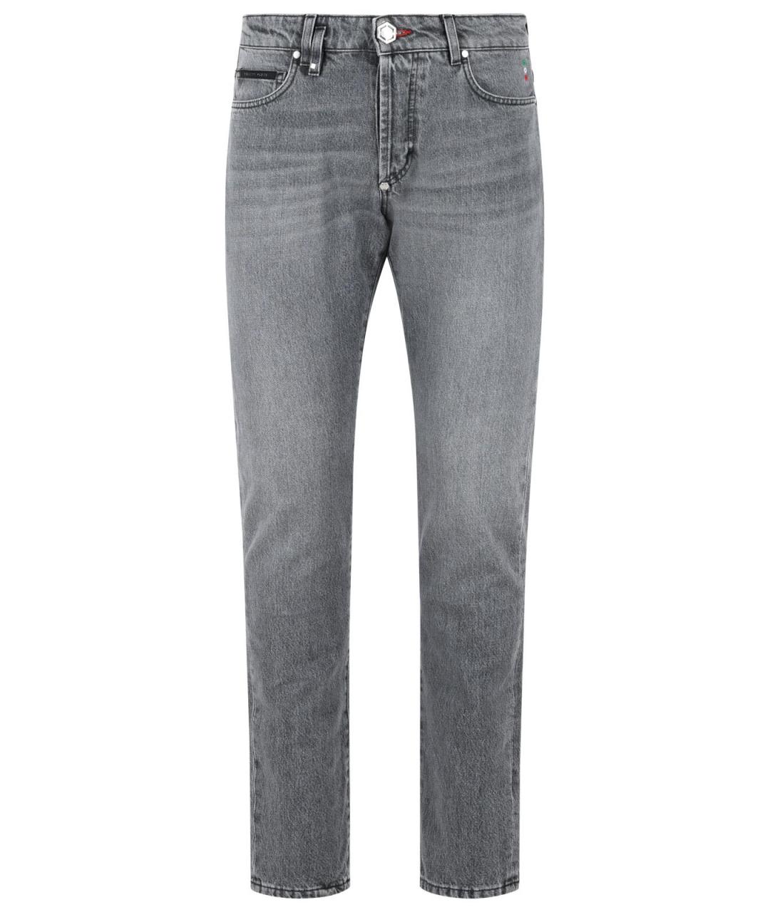 PHILIPP PLEIN Серые хлопковые джинсы скинни, фото 1