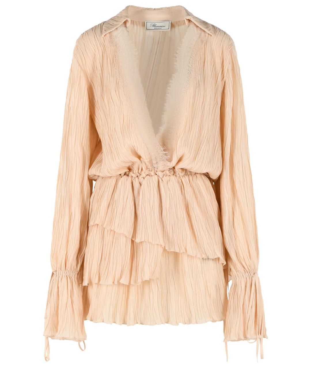 BLUMARINE Бежевое вискозное коктейльное платье, фото 1