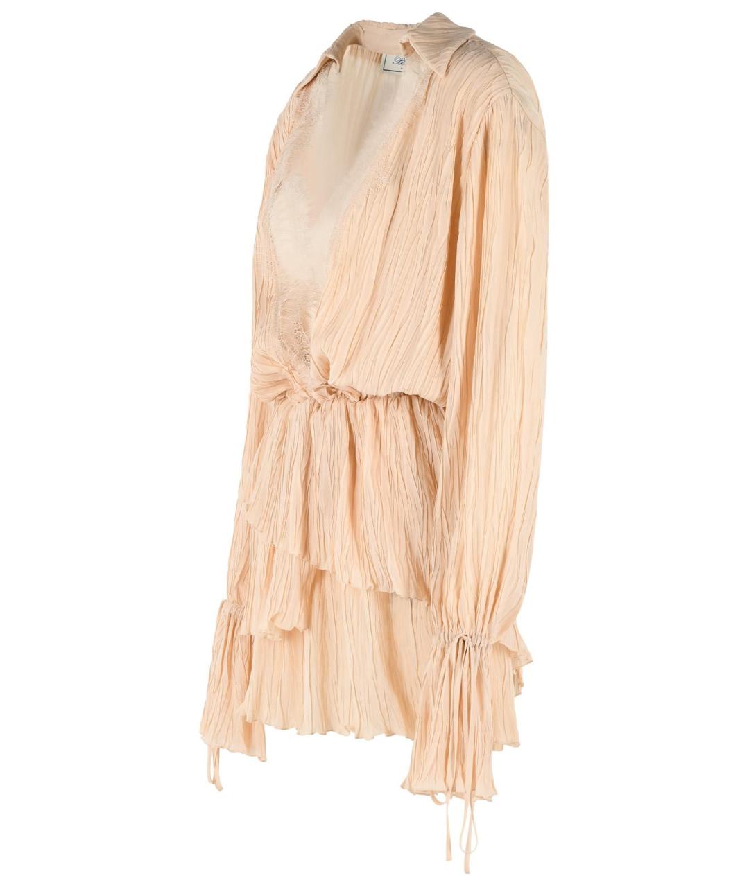 BLUMARINE Бежевое вискозное коктейльное платье, фото 2