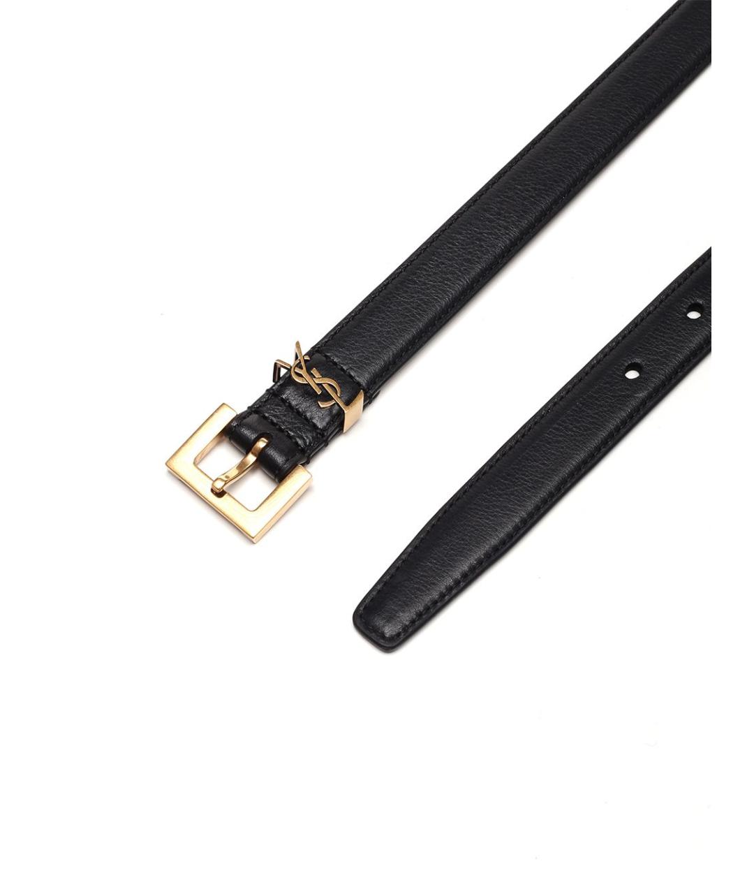 SAINT LAURENT Черный кожаный ремень, фото 2