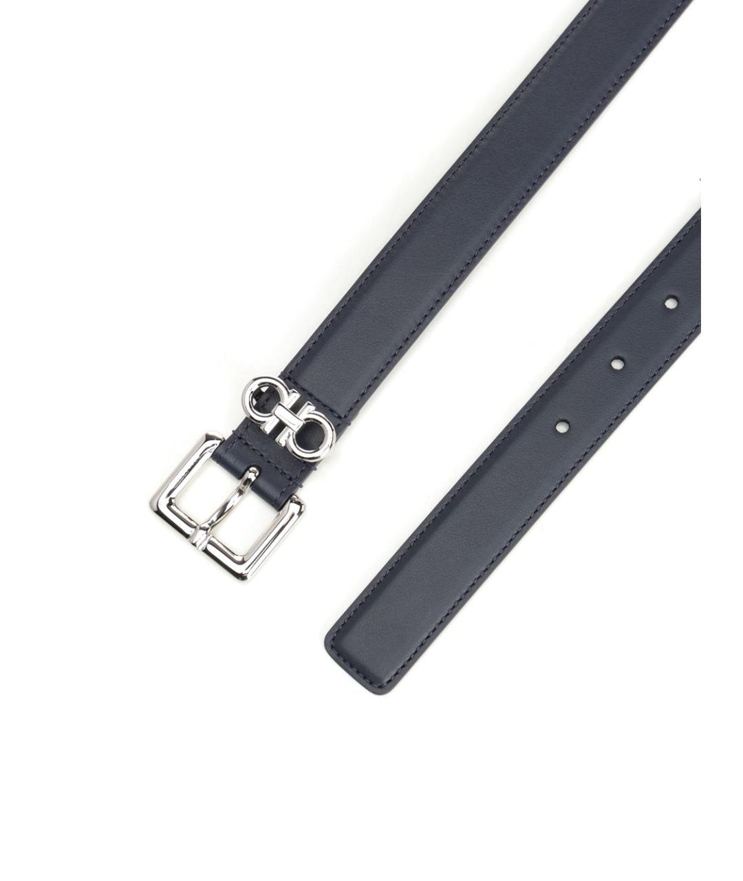 FERRAGAMO Темно-синий кожаный ремень, фото 2