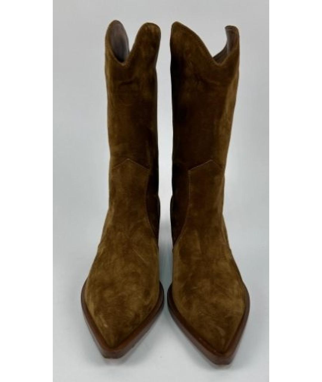 GIANVITO ROSSI Коричневые замшевые сапоги, фото 5