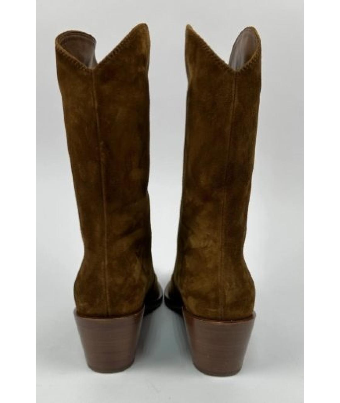 GIANVITO ROSSI Коричневые замшевые сапоги, фото 6