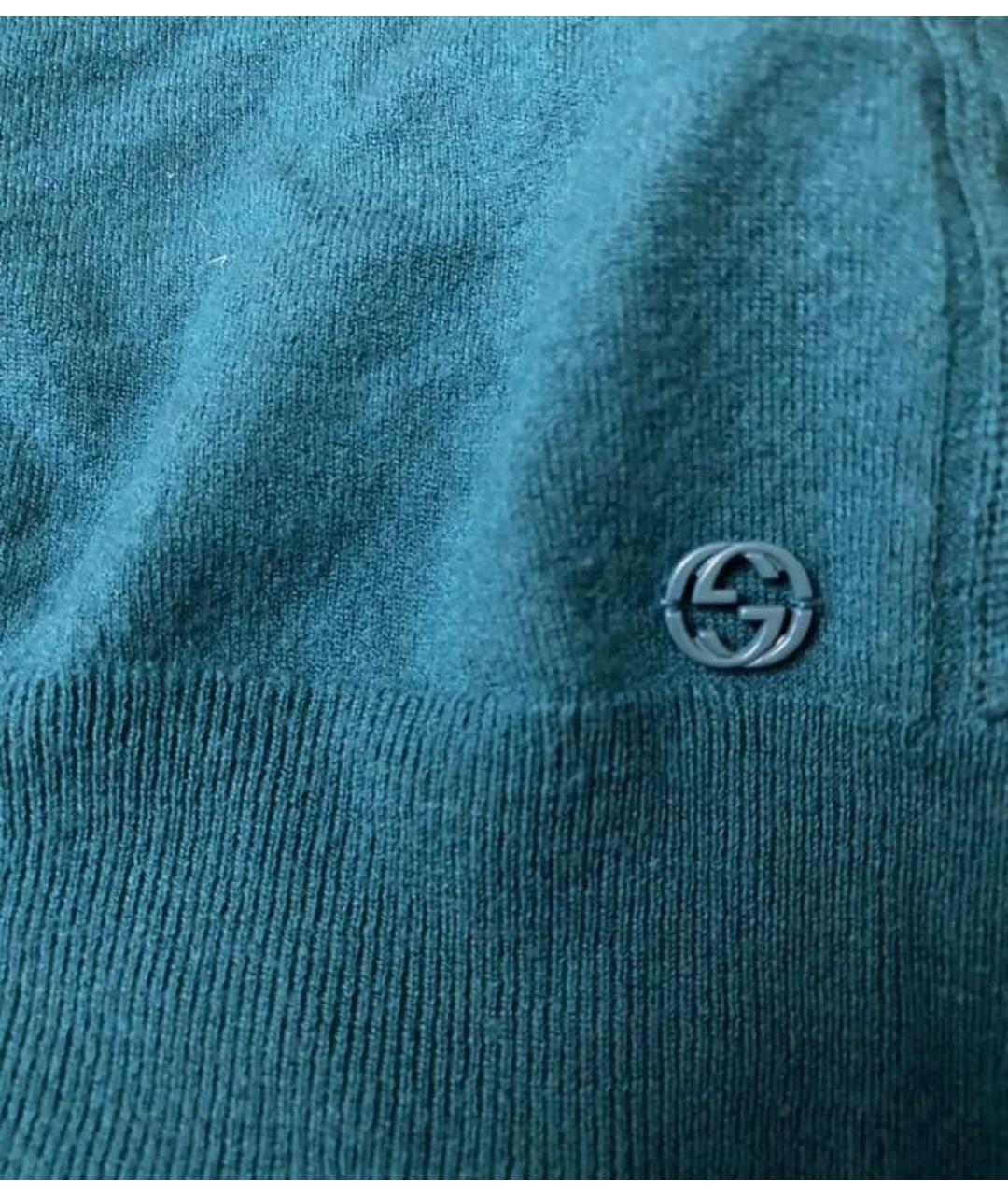GUCCI Бирюзовый шерстяной джемпер / свитер, фото 2