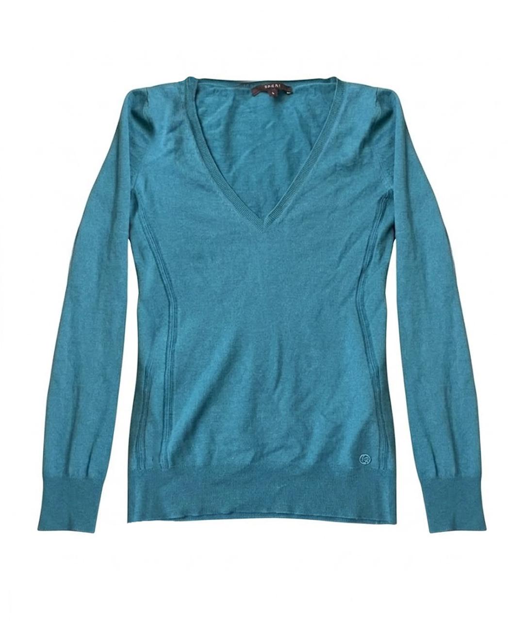 GUCCI Бирюзовый шерстяной джемпер / свитер, фото 1