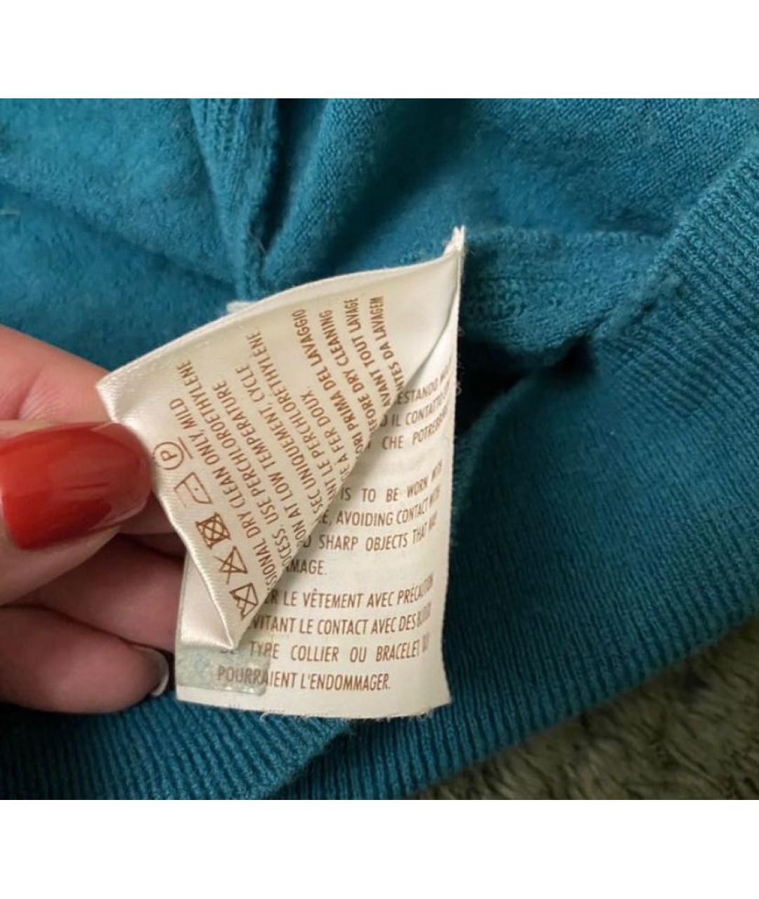 GUCCI Бирюзовый шерстяной джемпер / свитер, фото 4