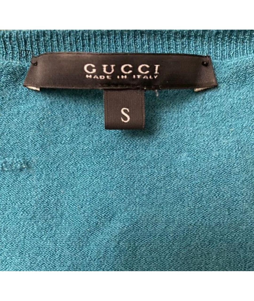GUCCI Бирюзовый шерстяной джемпер / свитер, фото 5