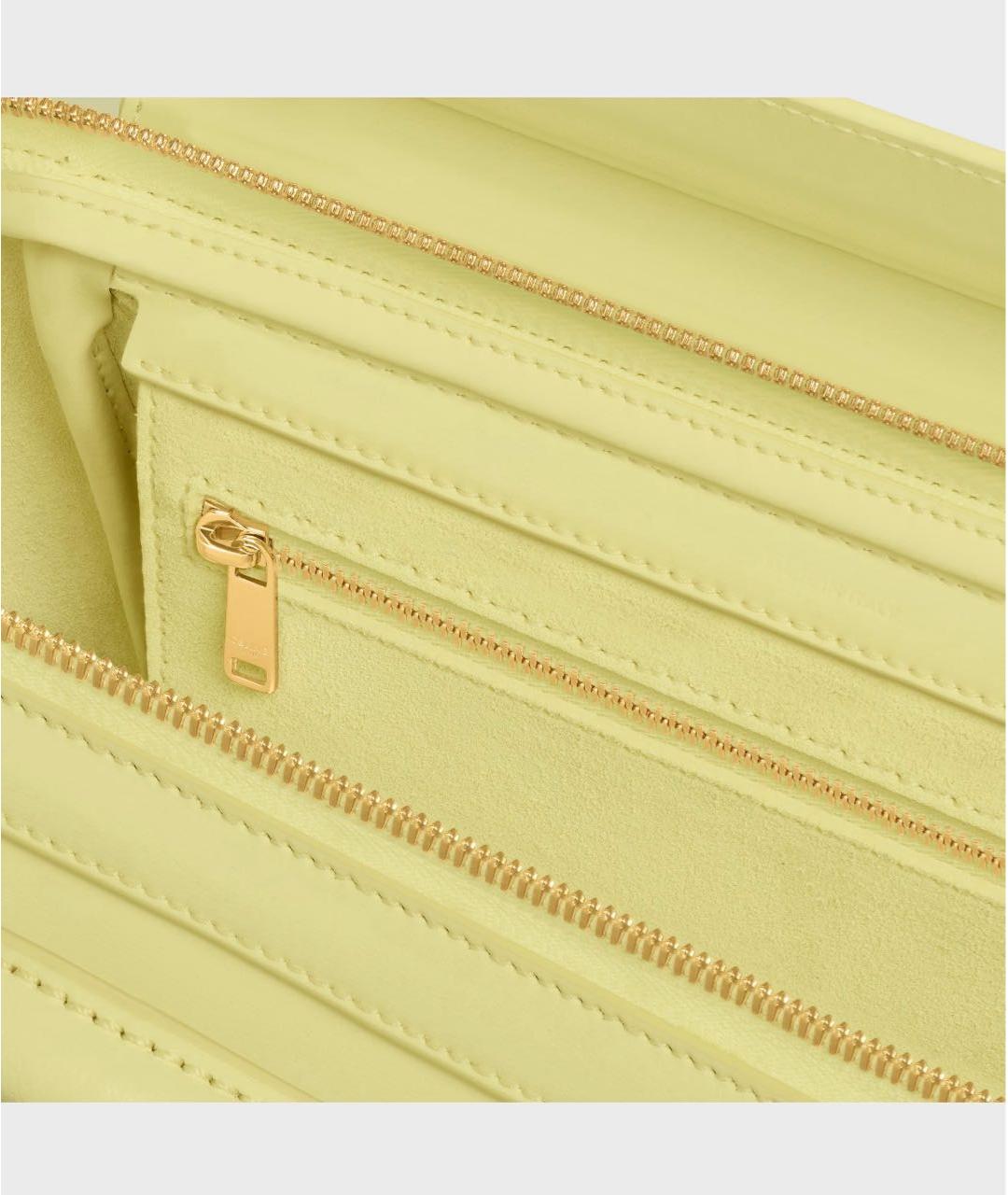 CELINE Желтая кожаная сумка с короткими ручками, фото 4