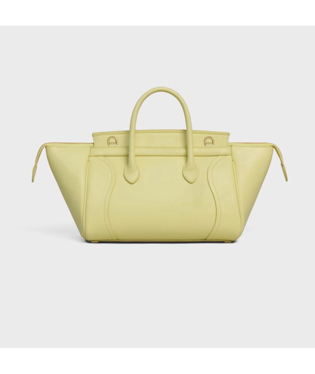 CELINE Желтая кожаная сумка с короткими ручками, фото 3